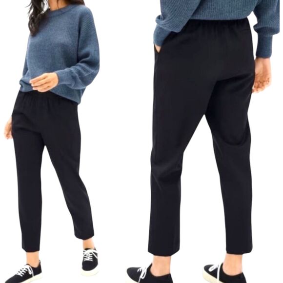 Everlane Wool GoWeave Easy Pants Womens 00 Black Tapered Comfort Lightweight - Picture 3 of 12